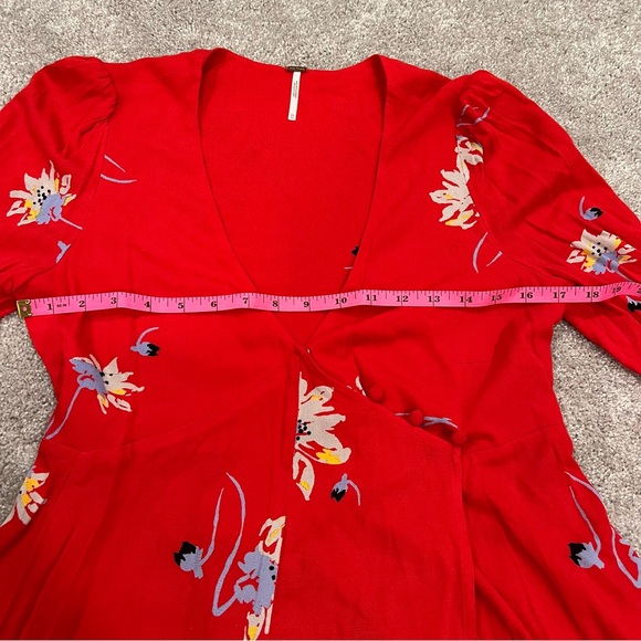 Free People Women's Time on My Side Red Floral Wrap Dress. Size XS. - Picture 9 of 10